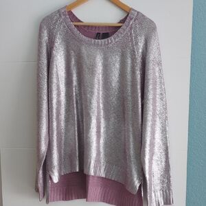 Bisou Bisou Irradescent Silve Purple Knit Sweater Holidays NWOT Sz XL
